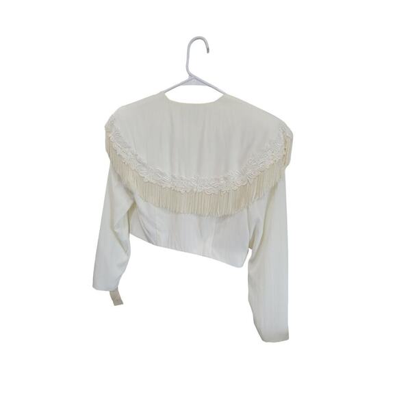 NEW Vintage The Collection By Eletra Casadei Crop Fringe Bolero Jacket Skirt Set - Picture 7 of 14